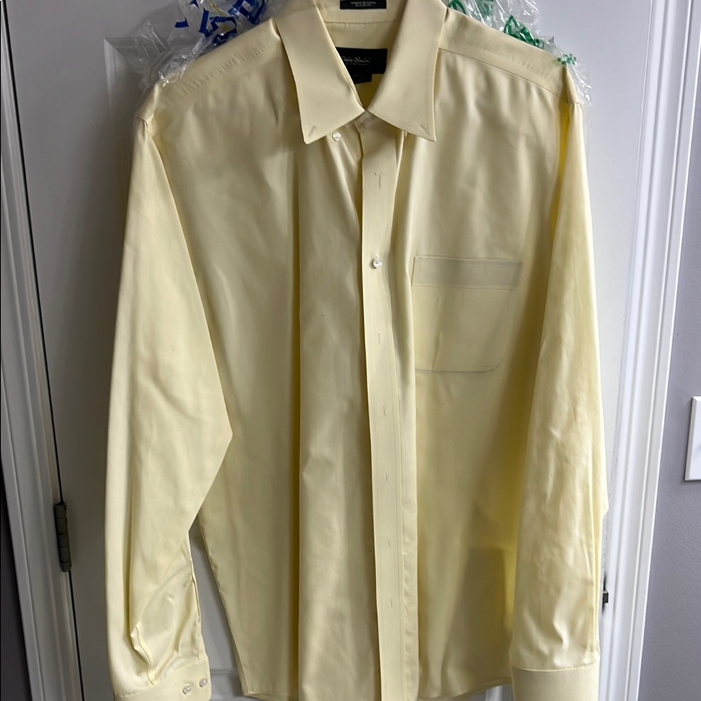 Eddie Bauer Yellow Cotton Dress Shirt Long Sleeve